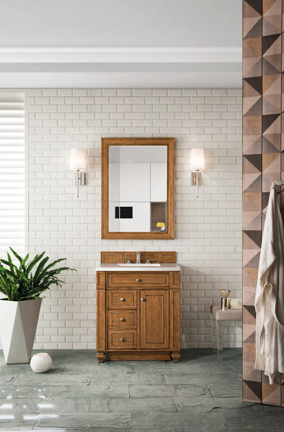 Bristol 30" Single Vanity, Saddle Brown w/ 3 CM White Zeus Silestone Top, view 2