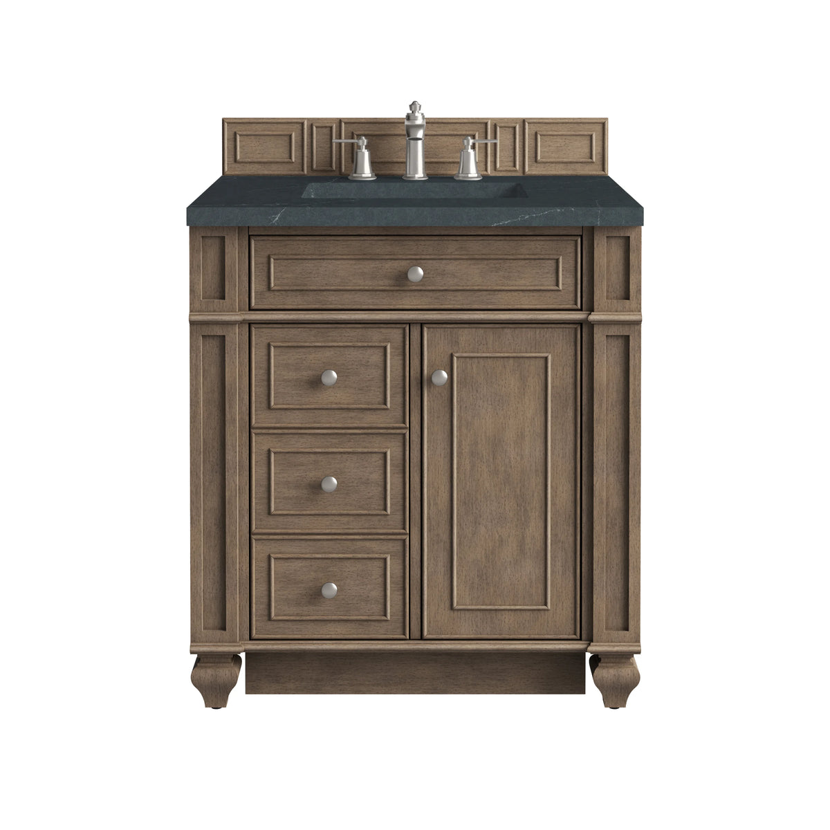 Bristol 30" Single Vanity, Whitewashed Walnut w/ 3 CM Charcoal Soapstone Silestone Top