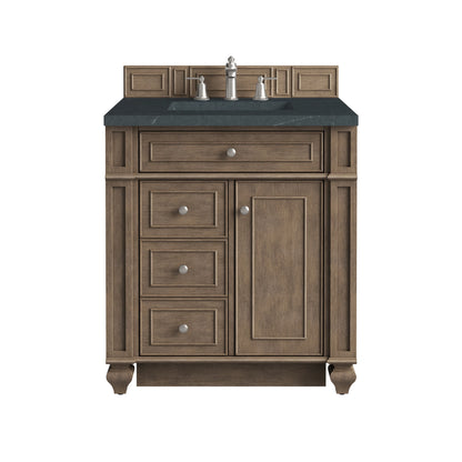 Bristol 30" Single Vanity, Whitewashed Walnut w/ 3 CM Charcoal Soapstone Silestone Top