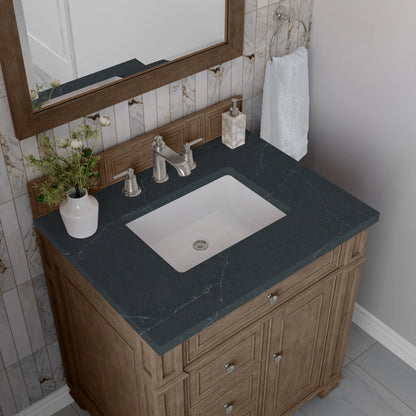 Bristol 30" Single Vanity, Whitewashed Walnut w/ 3 CM Charcoal Soapstone Silestone Top, view 5