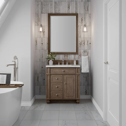 Bristol 30" Single Vanity, Whitewashed Walnut w/ 3 CM Ethereal Noctis Silestone Top, view 2