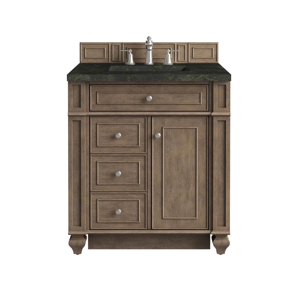 Bristol 30" Single Vanity, Whitewashed Walnut, w/ 3 CM Phantome Eclos Top