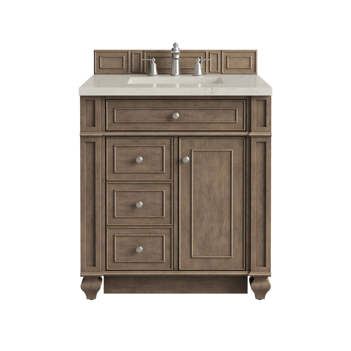 Bristol 30" Single Vanity, Whitewashed Walnut, w/ 3 CM Siberian Silestone Top