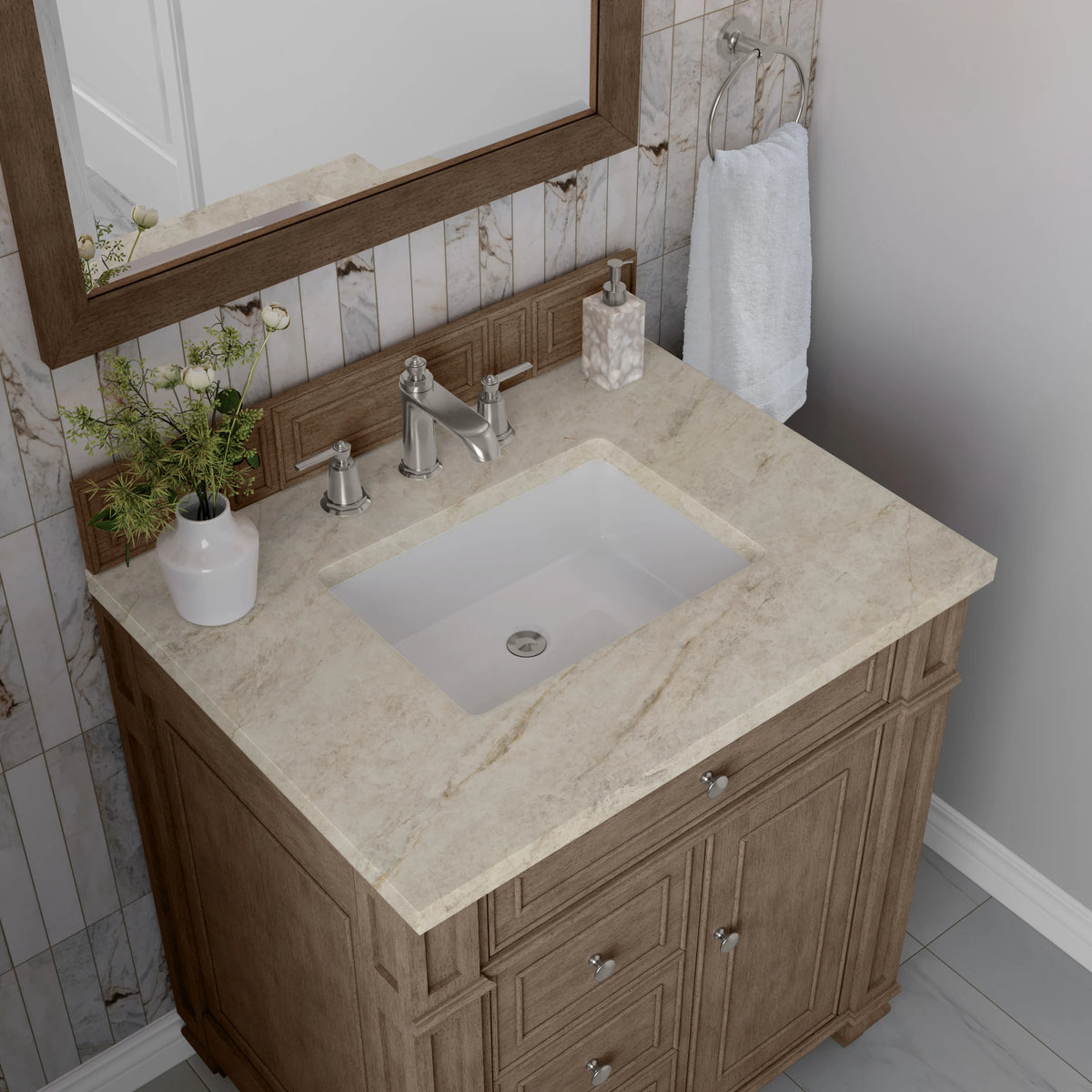 Bristol 30" Single Vanity, Whitewashed Walnut, w/ 3 CM Tajnar Eclos Top, view 5
