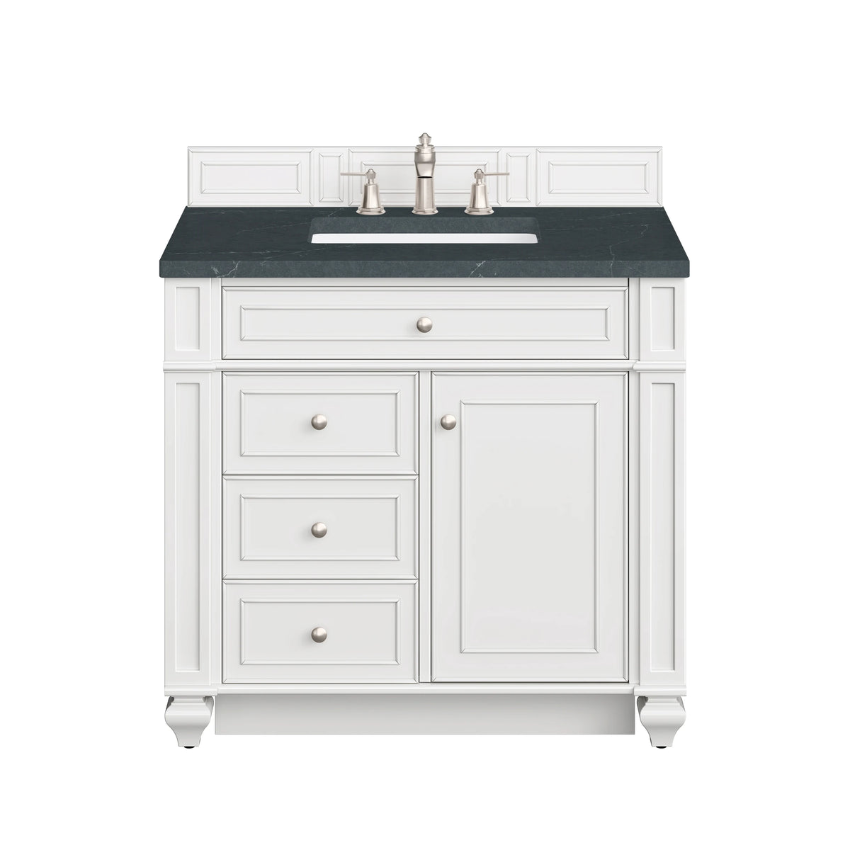Bristol 36" Single Vanity, Bright White w/ 3 CM Charcoal Soapstone Silestone Top