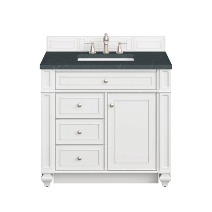 Bristol 36" Single Vanity, Bright White w/ 3 CM Charcoal Soapstone Silestone Top