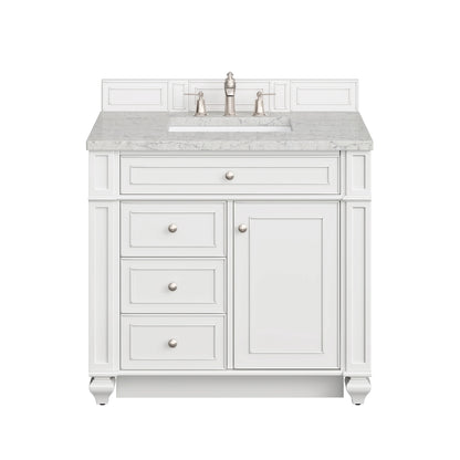 Bristol 36" Single Vanity, Bright White w/ 3 CM Eternal Jasmine Pearl Silestone Top