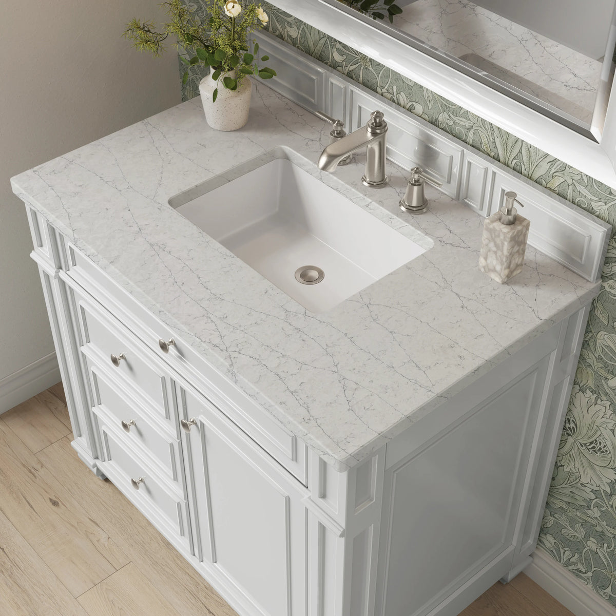 Bristol 36" Single Vanity, Bright White w/ 3 CM Eternal Jasmine Pearl Silestone Top, view 5