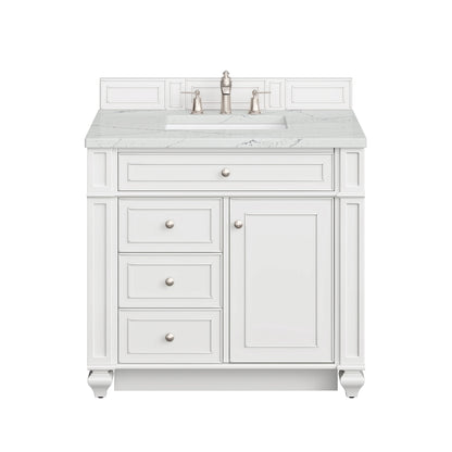 Bristol 36" Single Vanity, Bright White w/ 3 CM Ethereal Noctis Silestone Top