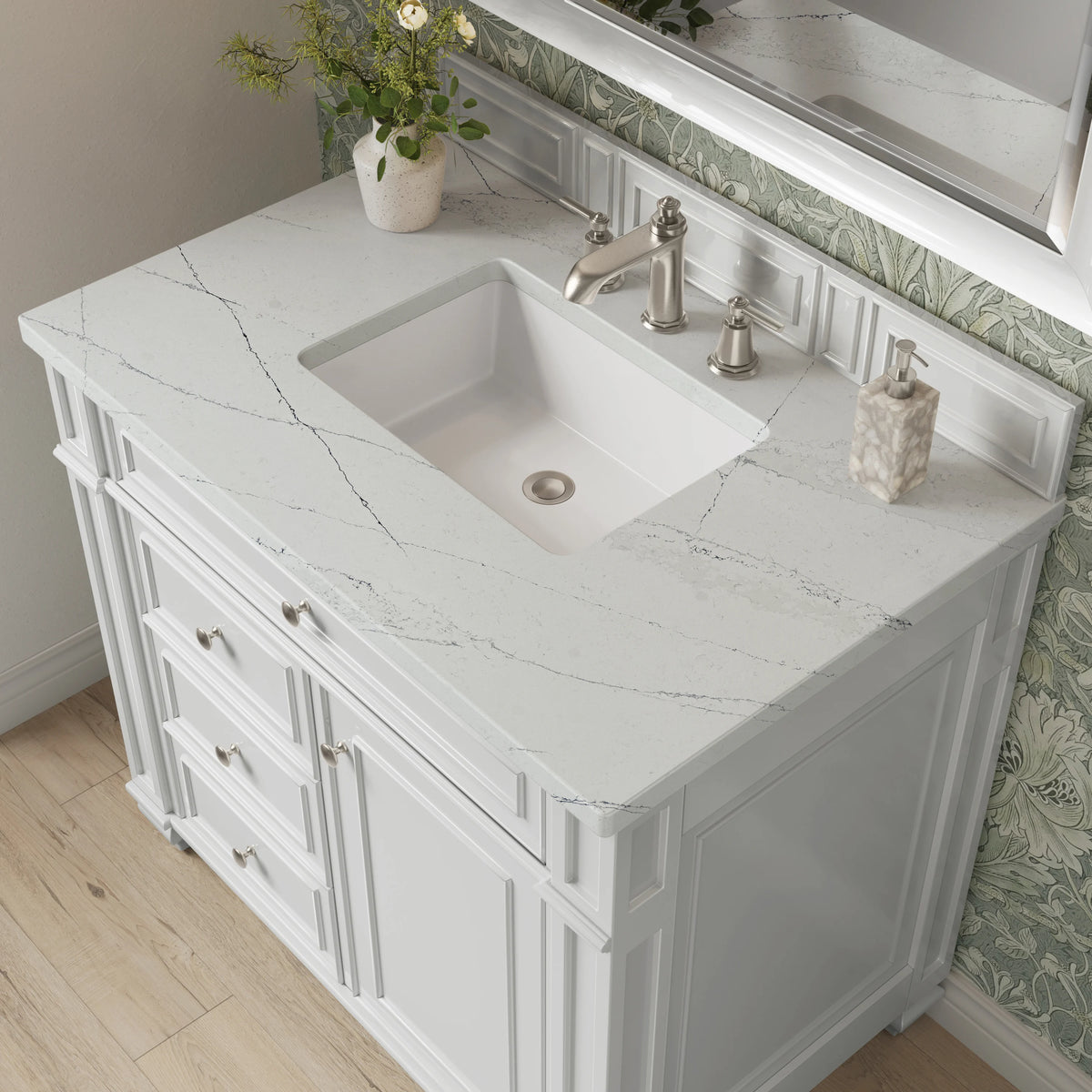 Bristol 36" Single Vanity, Bright White w/ 3 CM Ethereal Noctis Silestone Top, view 5