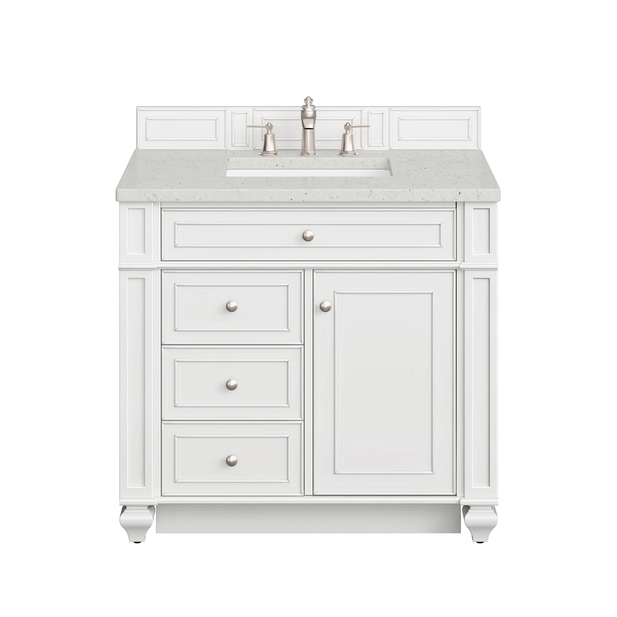 Bristol 36" Single Vanity, Bright White w/ 3 CM Lime Delight Silestone Top