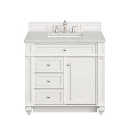 Bristol 36" Single Vanity, Bright White w/ 3 CM Lime Delight Silestone Top