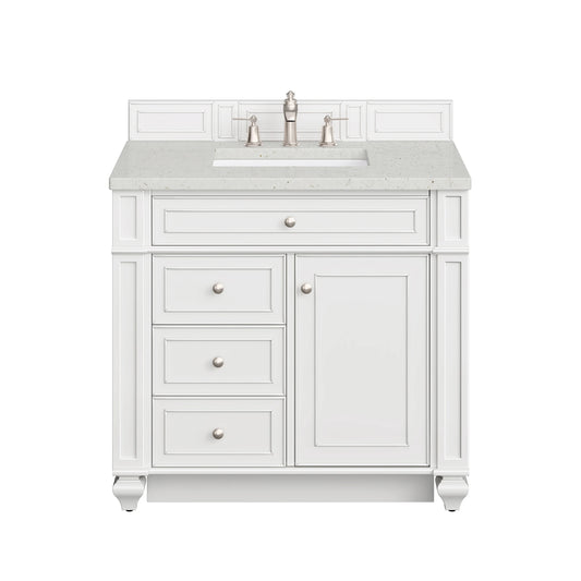 Bristol 36" Single Vanity, Bright White w/ 3 CM Lime Delight Silestone Top