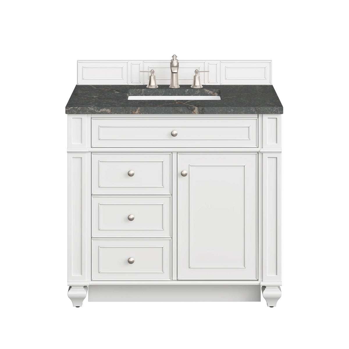 Bristol 36" Single Vanity, Bright White w/ 3 CM Parisien Bleu Silestone Top