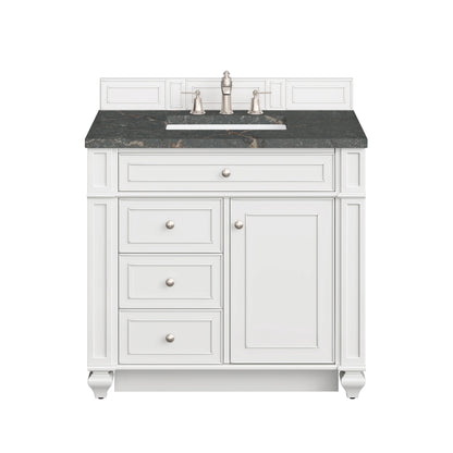 Bristol 36" Single Vanity, Bright White w/ 3 CM Parisien Bleu Silestone Top