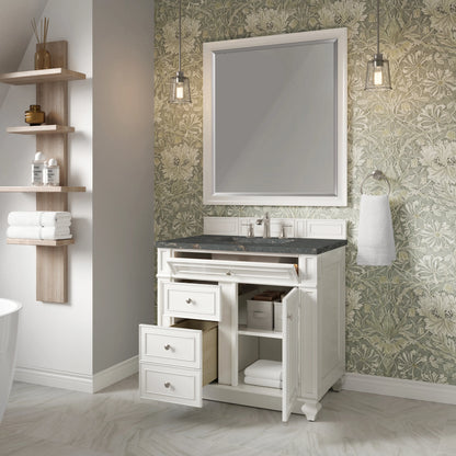 Bristol 36" Single Vanity, Bright White w/ 3 CM Parisien Bleu Silestone Top, view 4