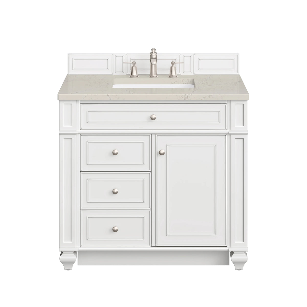 Bristol 36" Single Vanity, Bright White, w/ 3 CM Siberian Silestone Top