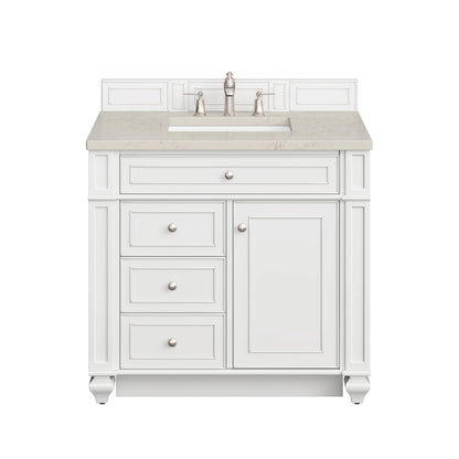 Bristol 36" Single Vanity, Bright White, w/ 3 CM Siberian Silestone Top