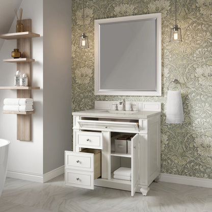 Bristol 36" Single Vanity, Bright White, w/ 3 CM Siberian Silestone Top, view 4