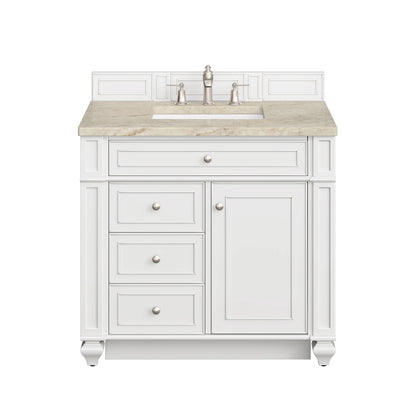 Bristol 36" Single Vanity, Bright White, w/ 3 CM Tajnar Eclos Top