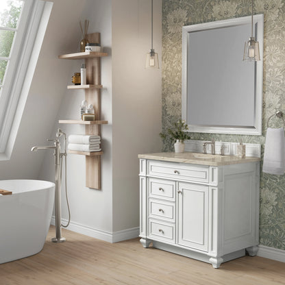 Bristol 36" Single Vanity, Bright White, w/ 3 CM Tajnar Eclos Top, view 3