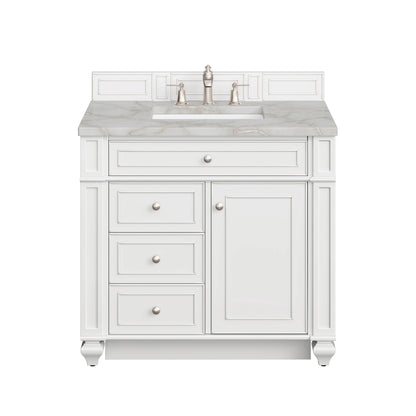 Bristol 36" Single Vanity, Bright White w/ 3 CM Victorian Silver Silestone Top