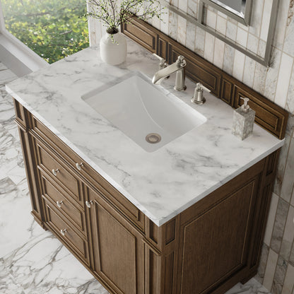 Bristol 36" Single Vanity, Saddle Brown w/ 3 CM Carrara Marble Top, view 5
