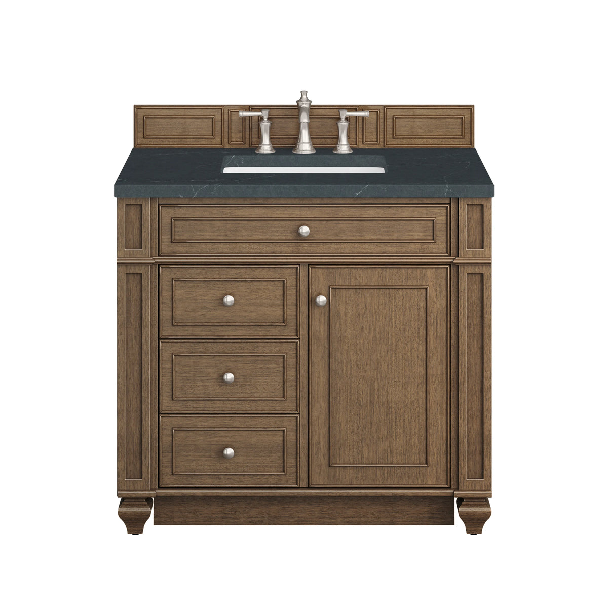 Bristol 36" Single Vanity, Saddle Brown w/ 3 CM Charcoal Soapstone Silestone Top