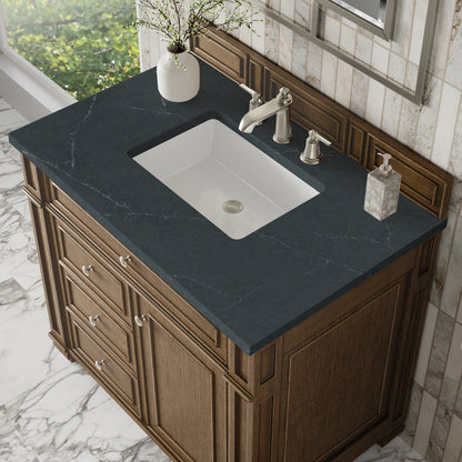 Bristol 36" Single Vanity, Saddle Brown w/ 3 CM Charcoal Soapstone Silestone Top, view 5