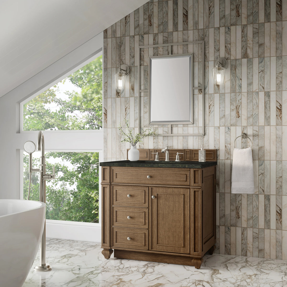 Bristol 36" Single Vanity, Saddle Brown, w/ 3 CM Phantome Eclos Top, view 3