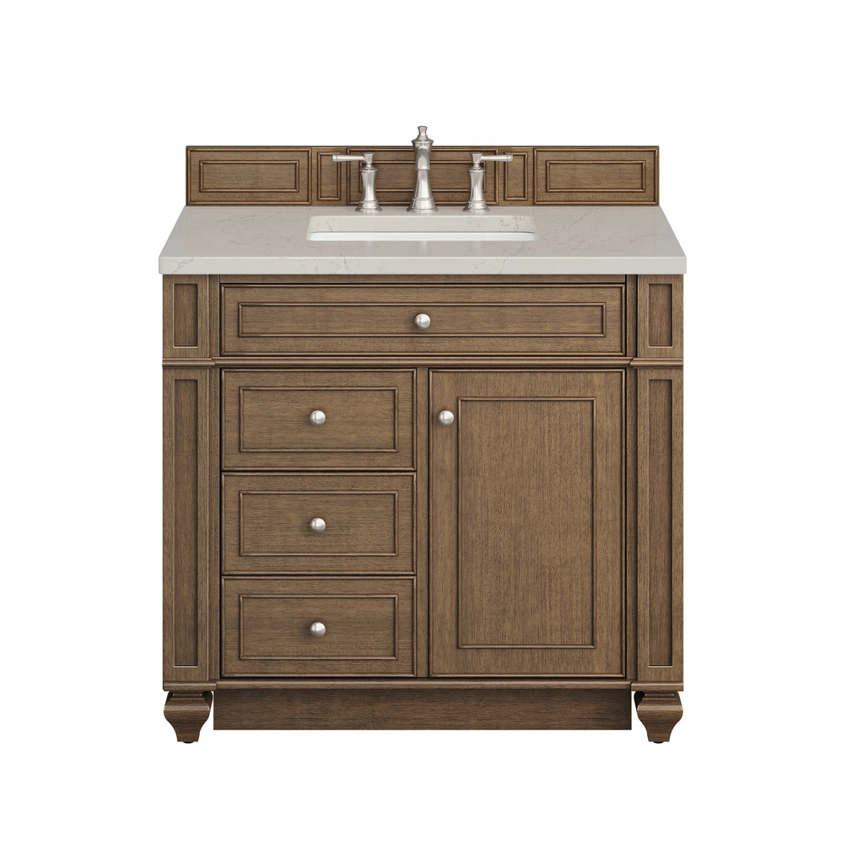 Bristol 36" Single Vanity, Saddle Brown, w/ 3 CM Siberian Silestone Top