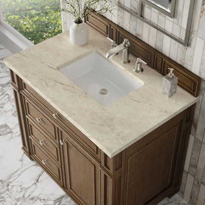 Bristol 36" Single Vanity, Saddle Brown, w/ 3 CM Tajnar Eclos Top, view 5
