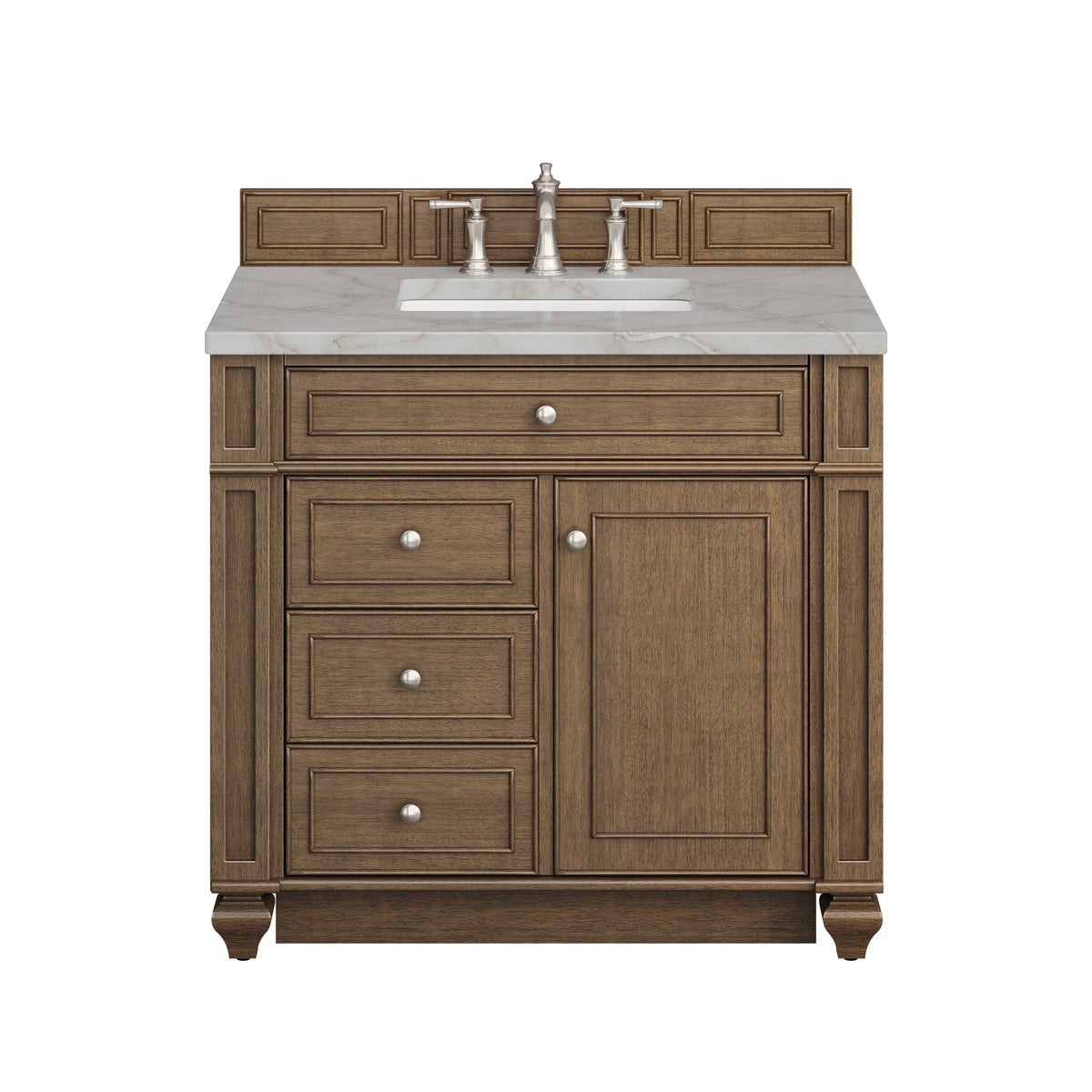 Bristol 36" Single Vanity, Saddle Brown w/ 3 CM Victorian Silver Silestone Top