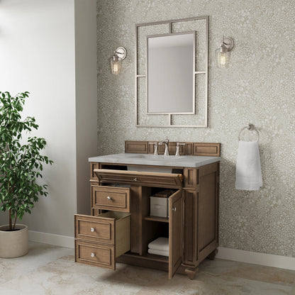 Bristol 36" Single Vanity, Saddle Brown w/ 3 CM Victorian Silver Silestone Top, view 4