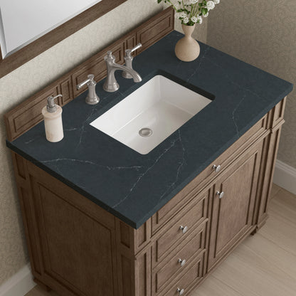 Bristol 36" Single Vanity, Whitewashed Walnut w/ 3 CM Charcoal Soapstone Silestone Top, view 5