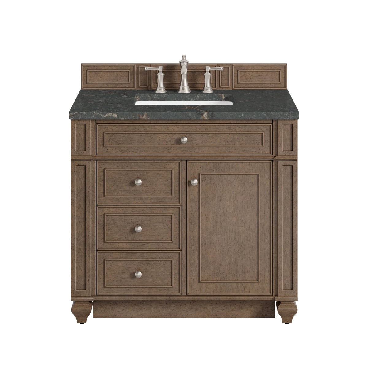Bristol 36" Single Vanity, Whitewashed Walnut w/ 3 CM Parisien Bleu Silestone Top