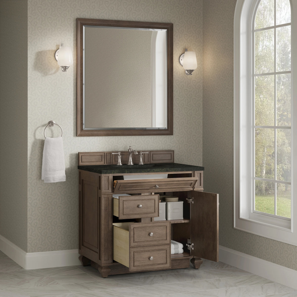 Bristol 36" Single Vanity, Whitewashed Walnut, w/ 3 CM Phantome Eclos Top, view 4