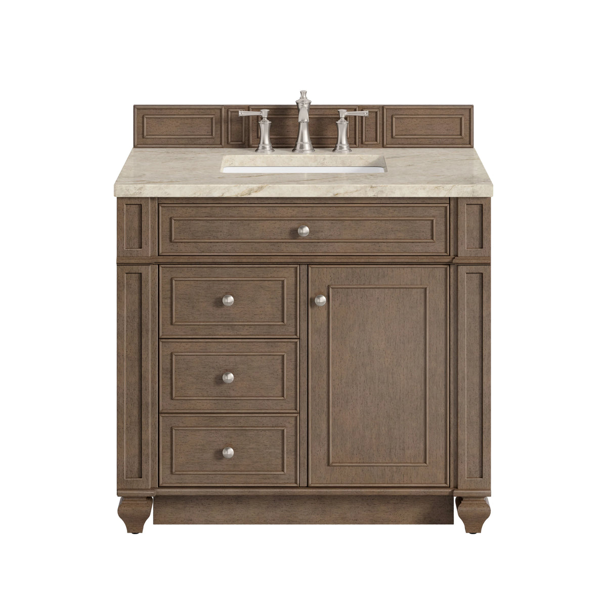 Bristol 36" Single Vanity, Whitewashed Walnut, w/ 3 CM Tajnar Eclos Top