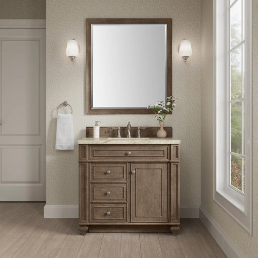 Bristol 36" Single Vanity, Whitewashed Walnut, w/ 3 CM Tajnar Eclos Top, view 2