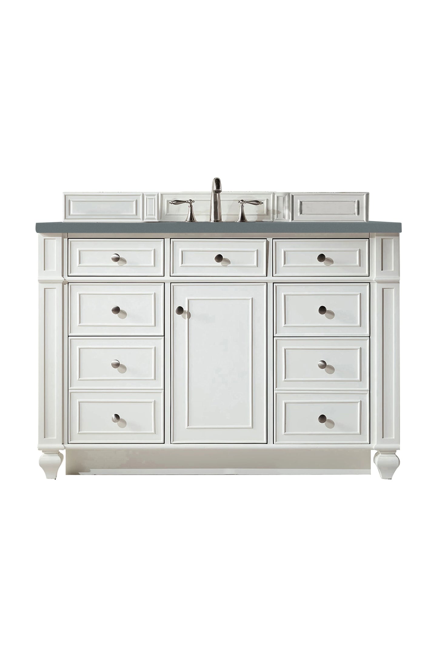 Renovate for Less Atlanta Bristol 48" Single Vanity, Bright White w/ 3 CM Cala Blue Silestone Top