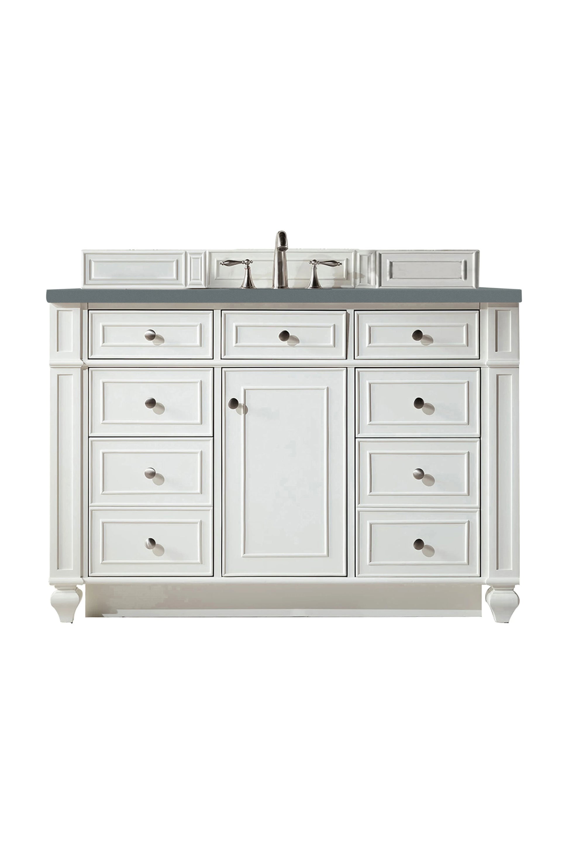 Renovate for Less Atlanta Bristol 48" Single Vanity, Bright White w/ 3 CM Cala Blue Silestone Top