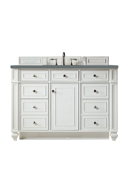Renovate for Less Atlanta Bristol 48" Single Vanity, Bright White w/ 3 CM Cala Blue Silestone Top