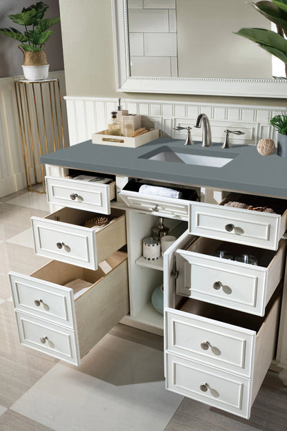 Renovate for Less Atlanta Bristol 48" Single Vanity, Bright White w/ 3 CM Cala Blue Silestone Top, view 4