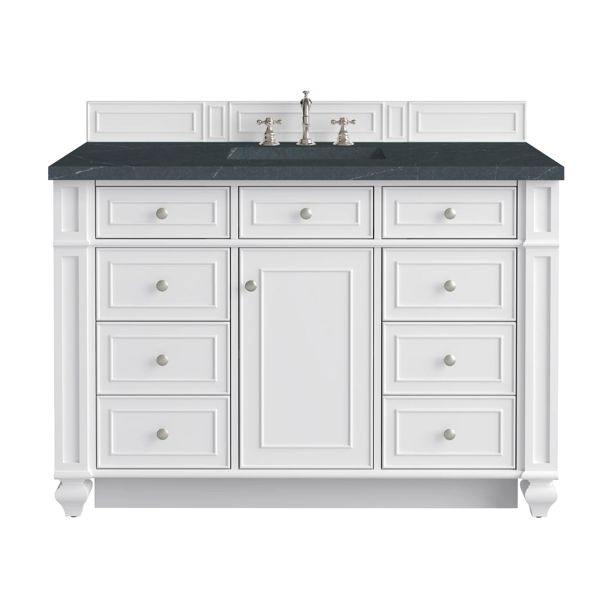 Bristol 48" Single Vanity, Bright White w/ 3 CM Charcoal Soapstone Silestone Top