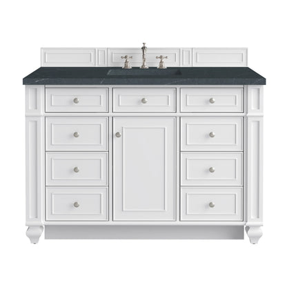 Bristol 48" Single Vanity, Bright White w/ 3 CM Charcoal Soapstone Silestone Top