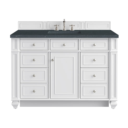 Bristol 48" Single Vanity, Bright White w/ 3 CM Charcoal Soapstone Silestone Top