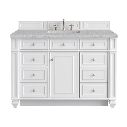 Bristol 48" Single Vanity, Bright White w/ 3 CM Eternal Jasmine Pearl Silestone Top