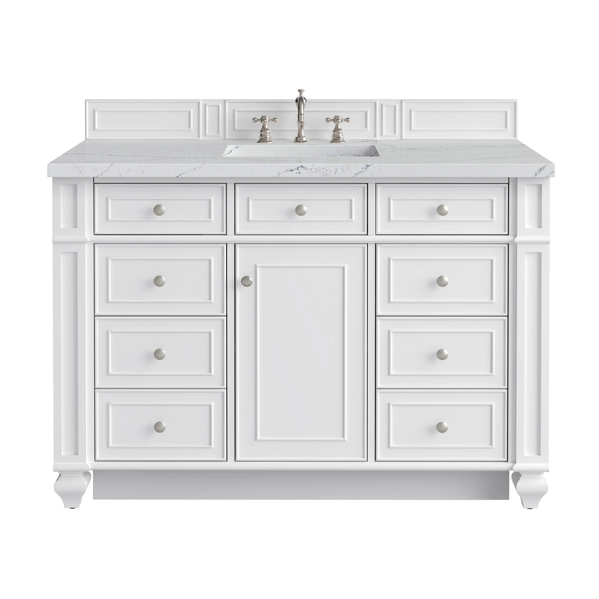 Bristol 48" Single Vanity, Bright White w/ 3 CM Ethereal Noctis Silestone Top