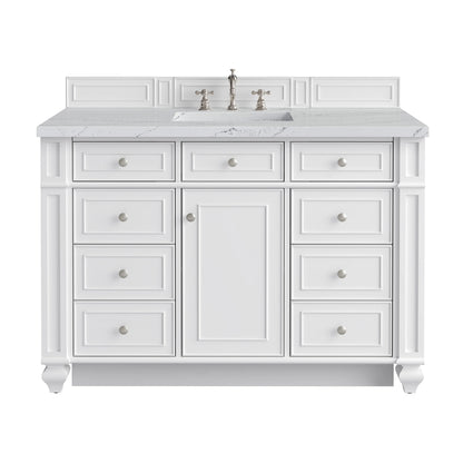 Bristol 48" Single Vanity, Bright White w/ 3 CM Ethereal Noctis Silestone Top