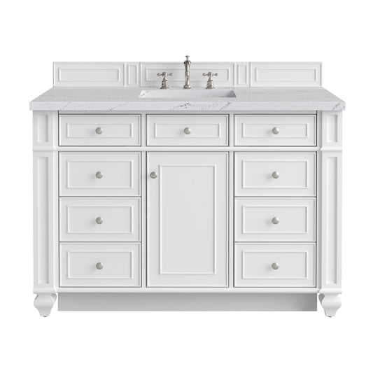 Bristol 48" Single Vanity, Bright White w/ 3 CM Ethereal Noctis Silestone Top